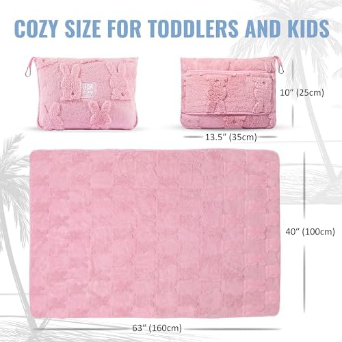 BOACAY Travel Toddler Blanket for Airplane, Car - Soft Kids Throw Blanket for Daycare - Pillow for Girls, Boys with Backpack Clip, Luggage Sleeve - Image 6