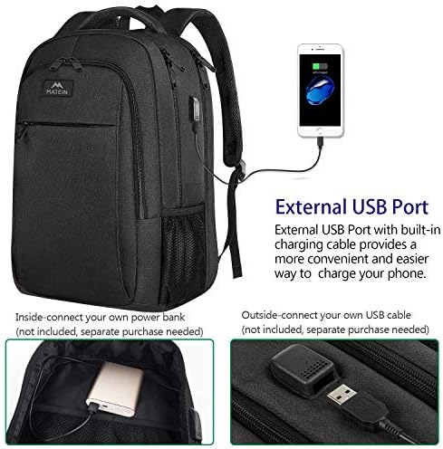 MATEIN Extra Large Backpack, 17 Inch Travel Laptop Backpack with USB Charging Port, Anti Theft TSA Friendly Business Work College Computer Backpack for Men Women, Black - Image 4