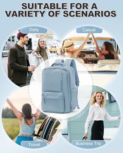 VGCUB Small Travel Backpack with Vacuum System Carry on Storage Compression Personal Item Bags with Electric Pump Work Business Vacpack College Airback lightweight Backpack for Women Men Light blue - Image 8