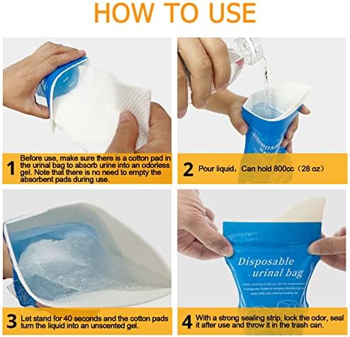 Disposable Emergency Urinal Bag, 8/12/20/24 Pack Portable Camping Pee Bags, Travel Pee Bags, Traffic Jam Emergency Portable Urine Bag, Vomit Bags, for Men Women Kids Children Patient - Image 3
