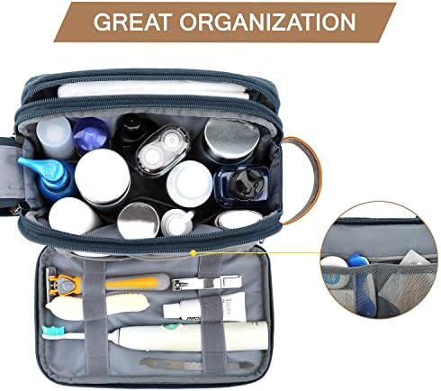 BAGSMART Toiletry Bag for Men, Canvas Travel Toiletry Organizer Dopp Kit Water-resistant Shaving Bag for Toiletries Accessories,Navy Blue-Medium - Image 2