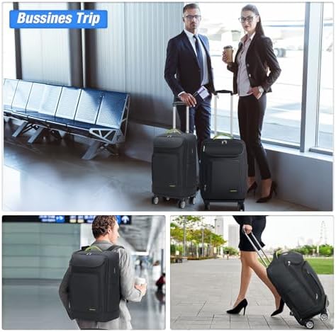 Lekebobor Travel Rolling Backpack, 18 inch Waterproof Bag with 360° Wheels for 15.6" Laptop, Convertible Airline Approved Travel Back Pack for Men & Women, Business, Commuter - Image 7