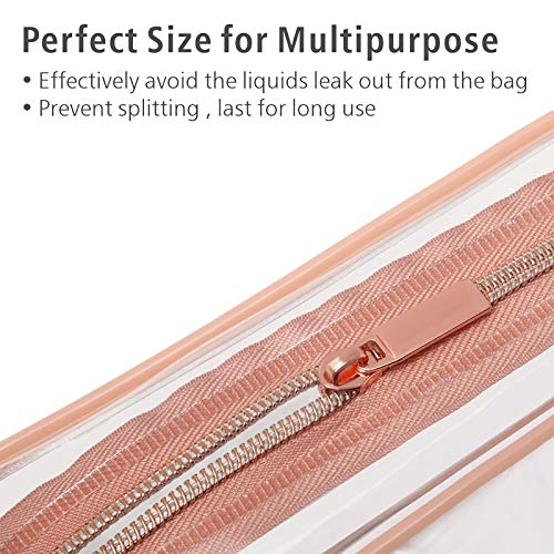 PACKISM Clear Makeup Bag - TSA Approved Toiletry Bag for Travel Size Toiletries, Travel Clear Toiletry Bag Quart Size Bag, Carry on Airport Airline Compliant Bag, Rose Pink(for age 12 or above) - Image 5