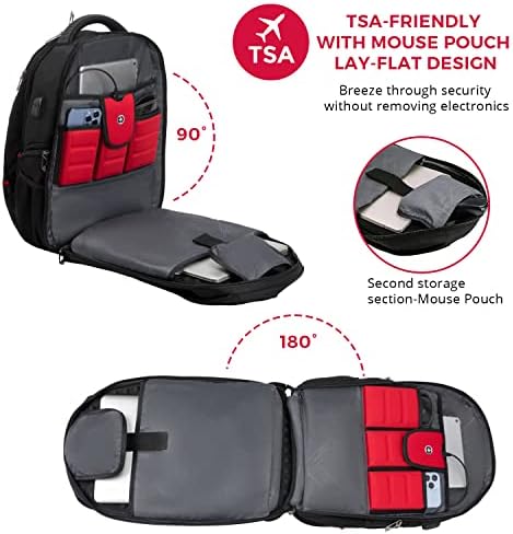 Swissdigital Design Travel Backpack for men, TSA Friendly USB Charging RFID Protection Business Backpack Fits 15.6" Laptops Black | J14-BR - Image 5