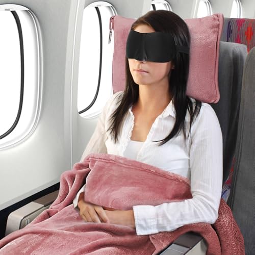 DAWNTREES 2 Pack 70"x40" Travel Blanket and Pillow Set,2 in 1 Large Airplane Blanket with Soft Bag Essential for Airplane, Car, Long-Distance Travel, and Outdoor Camping - Image 8