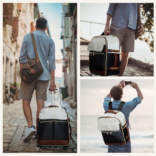 LOUEO Travel Rolling Backpack for Women with Wheels, 17 Inch Wheeled Carry on Luggage for Adults - Image 6