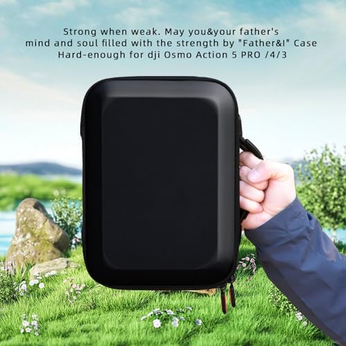 Father&I Osmo Camera 5 Pro Len Action 4 Action 3 Accessories&Adhesive Mount&Stick Thread Only Carry-ing Protective Case Hard Storage Bag Holder Outdoor for DJI Crossbody&Two Way Zipper, Black - Image 5