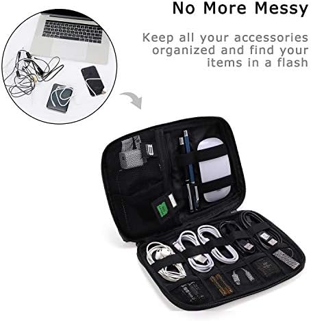 BAGSMART Electronics Organizer Travel Case, Small Cord Bag, Tech Organizer as Travel Accessories for Men Women, Cable Essentials for Phone, SD Card, Black - Image 2