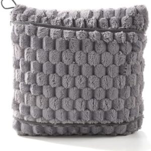 4-in-1 Blanket and Pillow Premium Soft Airplane Travel Kids Blanket Adult Blanket Great Gift for Holidays and Birthdays Attatch it to Your Suitcase or Bag Lumbar Cushion (Grey)