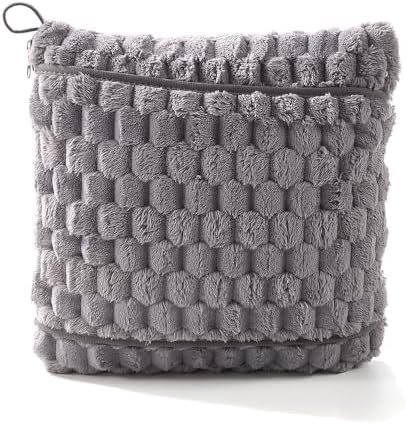 4-in-1 Blanket and Pillow Premium Soft Airplane Travel Kids Blanket Adult Blanket Great Gift for Holidays and Birthdays Attatch it to Your Suitcase or Bag Lumbar Cushion (Grey)