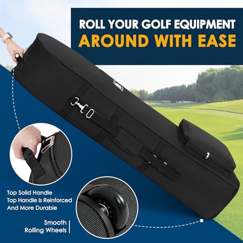 Golf Travel Bags for Airlines with Adjustable Support Rod and Detachable Shoulder Straps, Soft Foldable Golf Club Travel Covers, 900D Heavy Duty Oxford -Universal Size - Image 6