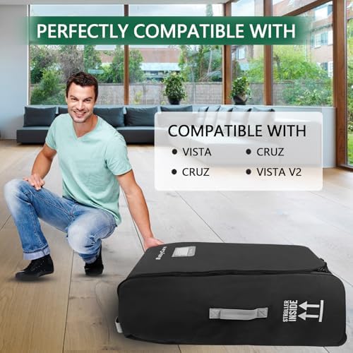 Stroller Travel Bag Compatible with UPPAbaby Vista, Vista V2, Cruz V2,Uppa-baby Bag With Wheels,Dual Handles,Luggage Tag for Airplane Flight Travel - Image 2
