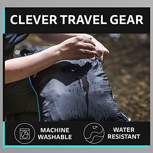 Ripstop Outdoor Camping Pillow and Blanket 3-in-1, Versatile Lightweight Nylon Waterproof Stadium Blanket, Ultralight Backpacking Essentials, Travel Blanket and Pillow Set - Black/Turquoise - Image 4