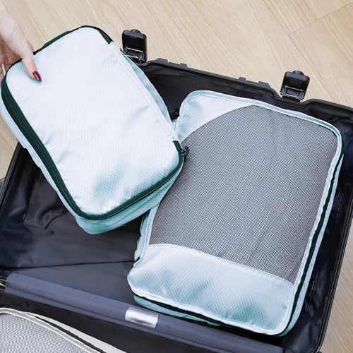 8 Set Packing Cubes for Travel Women Men Kids, Mesh Suitcase Organizer Bags Set for Luggage, 4 Sizes Extra Large, Large, Medium, Small, Travel Camping Essentials Accessories, Lake Blue - Image 7