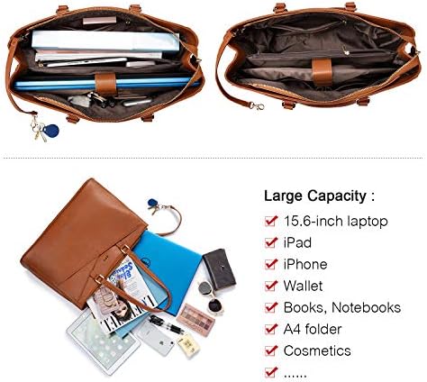 Laptop Tote Bag for Women,15.6 Inch Waterproof Computer Bags Women Business Office Work Bag Briefcase, Brown - Image 4