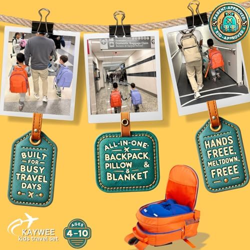3pc Kids Travel Backpack Set – kids travel blanket and pillow set | AirTag holder included | Toddler road trip essentials & Kids travel essentials ages 4-10 - Image 9