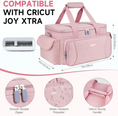 Carrying Case Compatible with Cricut Joy Xtra,Protable Travel Storage Bag with Removable Dividers Fits for Cricut Joy Xtra Accessories and Supplies,Pink - Image 2