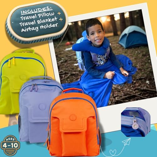 3pc Kids Travel Backpack Set – kids travel blanket and pillow set | AirTag holder included | Toddler road trip essentials & Kids travel essentials ages 4-10 - Image 7