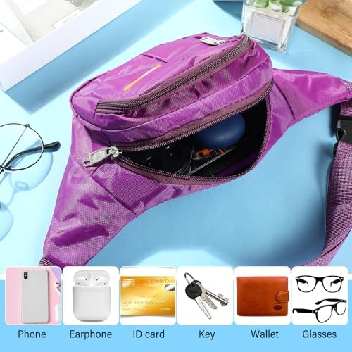 Reginary 9 Pcs Fanny Pack for Women Waist Bag Packs Men Crossbody Waterproof Adjustable Fanny Pack Running Bag Running Fanny Pack for Travel Hiking Running Outdoor (Chic Color) - Image 4