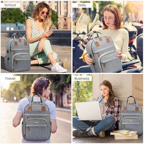 LOVEVOOK Laptop Backpack for Women & Men, Unisex Travel Anti-theft Work Bag, Business Computer College Backpacks Purse, Casual Hiking Outdoor Carry On Daypack with Lock, Fits 15.6 Inch Laptop, Grey - Image 6