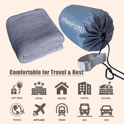 Travel Blanket Airplane Compact with Bag, Lightweight & Packable 2 in 1 Airplane Blanket or Travel Pillow, Travel Essentials for Women Men & Kids, Grey - Image 5