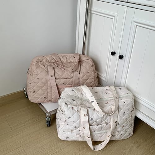 Cute Tote Duffel Bags Women White Flower Travel Duffel Bag Weekender Overnight Duffel Travel Carry On Purses for Women Work Diaper Gym Tote Hospital Bag for Labor Delivery - Image 6