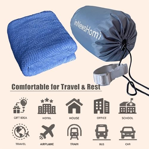 Travel Blanket Airplane Compact with Bag, Lightweight & Packable 2 in 1 Airplane Blanket or Travel Pillow, Travel Essentials for Women Men & Kids, Navy - Image 5