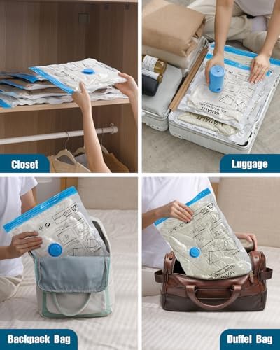 Vacuum Storage Bags for Travel, 8 Pack (4S+4XS) Vacuum Seal Bags with Wireless Rechargeable Electric Pump, Travel Essentials Space Saving Bag for Clothes, Luggage, Carry-on Suitcase, Backpack, Trip - Image 9