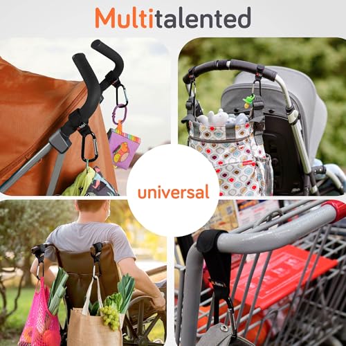 Baby Uma Stroller Hooks for Bags (2 Pack) - Universal Stroller Clips and Hooks, Non-Slip with One-Hand Opening, 11 lb Weight Capacity, Baby Travel Essential - Image 5