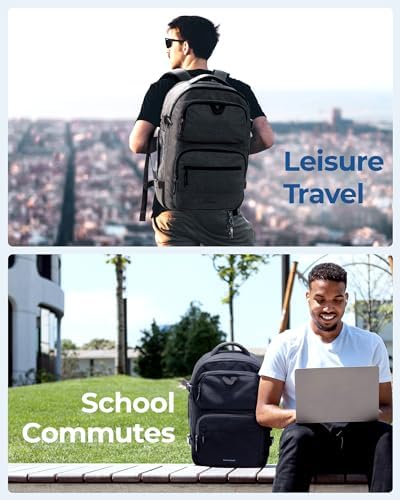 BAGSMART Travel Backpack for Women Men, 40L Flight Approved Carry on Backpack with Shoe Bag, TSA Large Personal Item Backpack with 17 Inch Laptop Compartment, Weekender Suitcase for Travel, Grey - Image 3