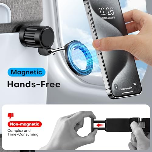 OMOTON 360°Rotating Magnetic Airplane Phone Holder Mount, for Magsafe Airplane Travel Essentials Accessories, Adjustable Foldable Universal Handsfree Phone Stand for iPhone 16 15 14 Pro Max - Image 2