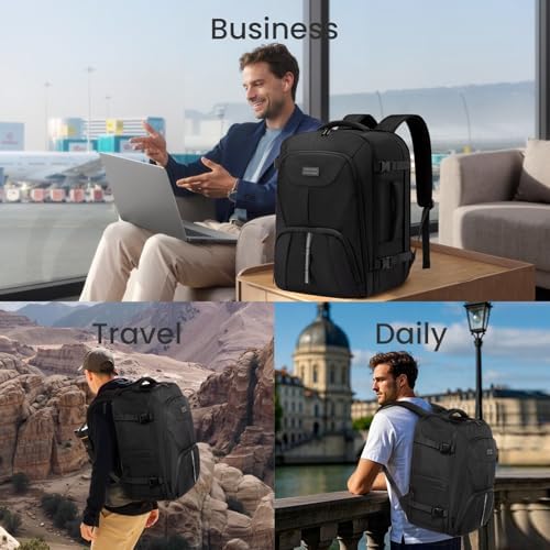 LOVEVOOK Travel Carry on Backpack for Men Women,Expandable 40L Extra Large Travel Laptop Backpack,Water Resistant Durable TSA Airline Approved Business College Carry on Bag Fit 17 Inch Computer,3 Pcs - Image 6