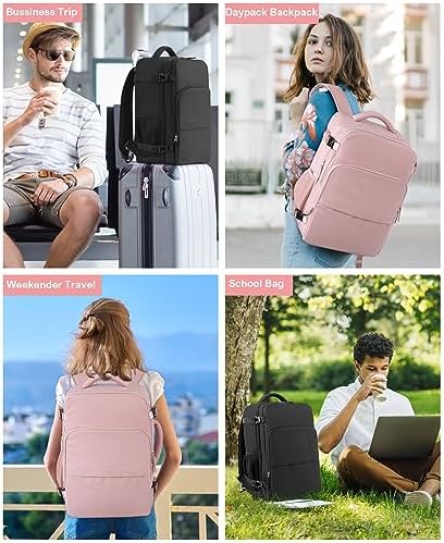 Beraliy Travel Backpack for Women Airline Approved Carry On Backpack, 16 Inch Business Work Backpack with Laptop Compartment, Airplane Personal Item Travel Bags for Trip, Underseat Weekend Bag, Pink - Image 8