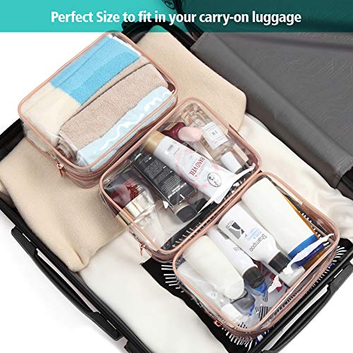 PACKISM Clear Makeup Bag - TSA Approved Toiletry Bag for Travel Size Toiletries, Travel Clear Toiletry Bag Quart Size Bag, Carry on Airport Airline Compliant Bag, Rose Pink(for age 12 or above) - Image 8