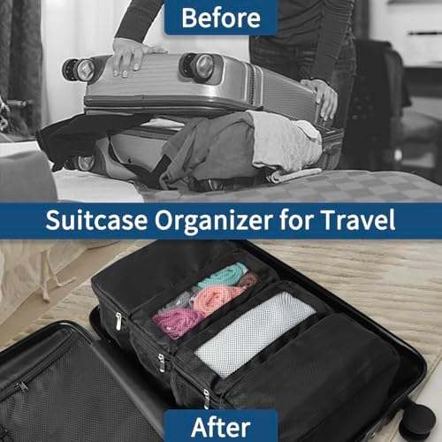 esouler Suitcase Organizer - Hanging Packing Cubes & Portable Travel Shelves for Carry-on (Black, Small) - Image 3