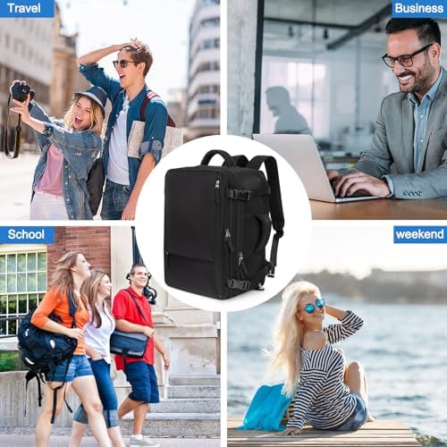 Hanples Travel Backpack for Women Men, Large Carry On Person Item Luggage Backpack, TSA Flight Approved 17.3 In Laptop Bag, Waterproof anti theft Casual Hiking Bag (Black) - Image 7