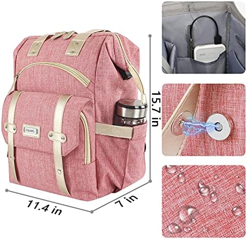 FALANKO Backpack for Women,Wide Open Work Large USB Charging Port Student Bookbag for 15.6 Inch Laptop,Doctor Teacher Nurse College School Travel Bag,Water Resistant Laptop Bookbag Computer Back Pack - Image 5