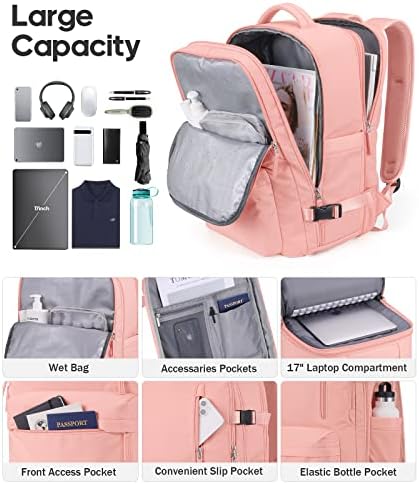 Bagsure Large Travel Backpack for Women Men, 45L Expandable Carry On Backpack, 17 Inch Laptop Backpack Waterproof College Business, Flight Approved - Image 4