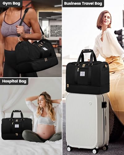 LOVEVOOK Gym bag for Women,Weekender Overnight Bag with Shoe Compartment, Personal Item Travel Duffle Bag with Toiletry Bags & Wet Pocket, Carry on Duffel Bags, Hospital Bag for Women Labor Delivery - Image 6