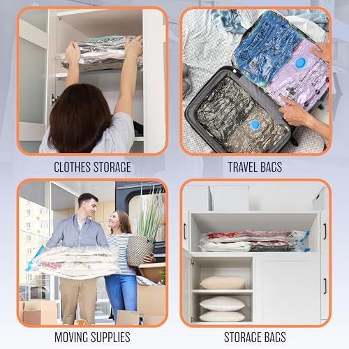 Vacuum Seal Bags for Clothing Travel, 30 Combo - Space Saver Vacuum Storage Bags, Blanket & Clothes Storage Bags Vacuum Sealed – Hand Pump Included, Bolsas Para Guardar Ropa Al Vacío - Image 4