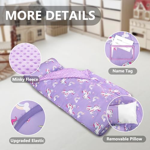 Primlect Toddler Nap Mat with Pillow and Blanket, 45" * 35" Sleeping Bag, Easy to Roll up and Carry, Perfect for Daycare, Preschool, Travel, Boys and Girls - Image 5