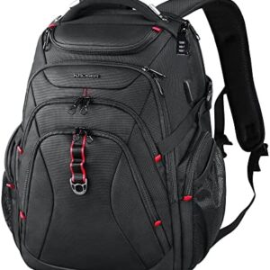 KROSER Travel Laptop Backpack 17.3 Inch XL Computer Backpack with Hard Shell Saferoom RFID Pockets Water-Repellent Business College Daypack Stylish Bag for Men/Women-Black