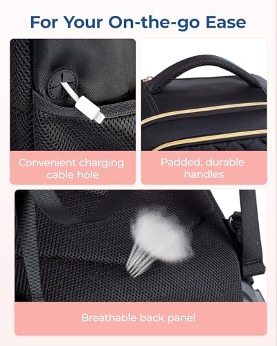 BAGSMART Rolling Backpack for Women, Travel Carry-On Backpack with Wheels, 17 Inch Large Roller Wheeled Daypack with Two Packing Cubes, Black - Image 7