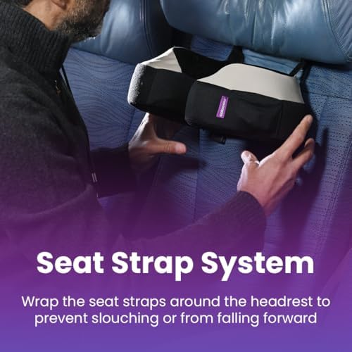 Cabeau Travel Neck Pillow for Airplanes – The Neck’s Evolution, TNE S3 – Supportive Memory Foam Design for Long Haul Flights – Attachable Seat Straps and 360° Support (Amsterdam Rainbow) - Image 5