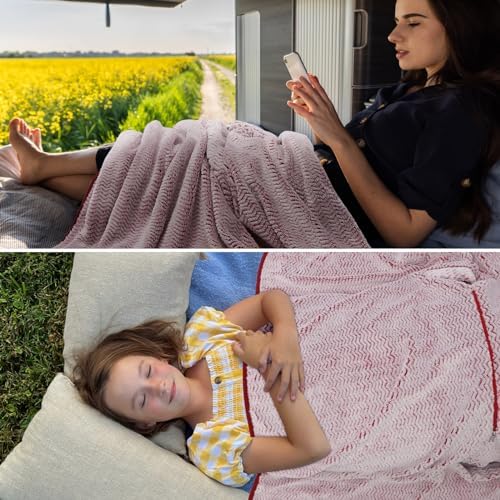 Travel Blanket and Pillow Set,Airplane Blanket Compact 2-in-1 Soft Bag,Travel Essentials for Flight,Plane Car Traveling Gift Accessories,Luggage Backpack Strap 65"x50" (Ⅰ-White Red) - Image 4