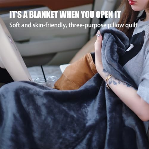 Car Lumbar Support Pillow for Bentley Mulsanne EWB LWB 2016-2021 Car Pillow Car Blanket Quilt Travel Blanket Pillow 2 in 1 Car Throw Pillow Quilt Dual Purpose,Coffee - Image 3
