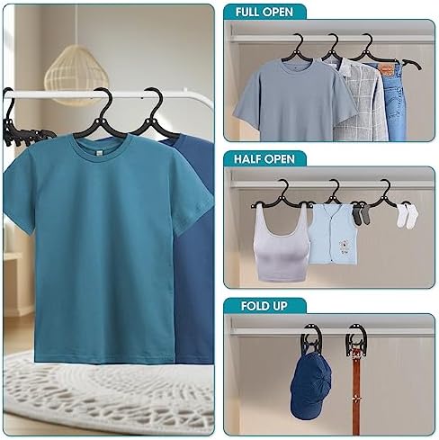 30 Pcs Travel Hangers Portable Foldable Travel Hanger Organizer, Plastic Travel Accessories Essentials Clothes Drying Rack Folding Hangers for Traveling Camping Flying RV Cruises Suitcase, Blac - Image 3