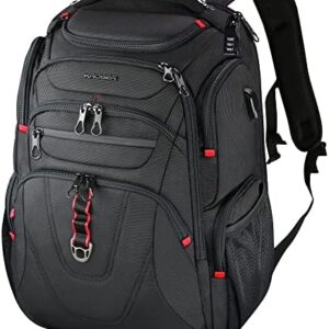 KROSER TSA Friendly Travel Laptop Backpack 17.3 inch XL Computer Backpack Water-Repellent College Daypack Business Backpack with RFID Pockets & USB Port for Men/Women-Black