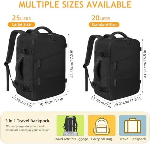Travel Backpack for Men Women, Carry On Backpack Airlines Approved Personal Item Travel Computer Bag Waterproof Laptop Backpack Business Weekender Overnight Fits15.6Inch Laptop, Black - Image 2