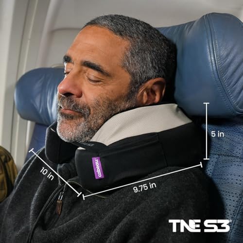 Cabeau Travel Neck Pillow for Airplanes – The Neck’s Evolution, TNE S3 – Supportive Memory Foam Design for Long Haul Flights – Attachable Seat Straps and 360° Support (Amsterdam Rainbow) - Image 9